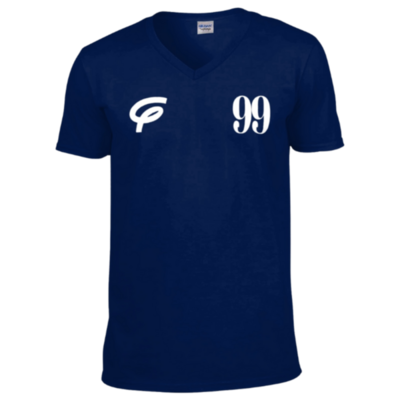 Flair Softstyle V Neck T-Shirt with White F and White 99 - Navy - Mens