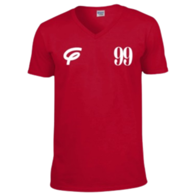 Flair Softstyle V Neck T-Shirt with White F and White 99 - Red - Mens