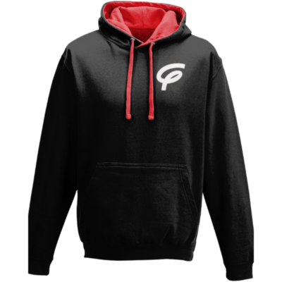 Flair Two Tone Varsity Hoodie with White F - Black-Red - Mens