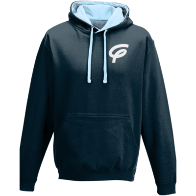 Flair Two Tone Varsity Hoodie with White F - Navy-Sky - Mens