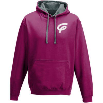 Flair Two Tone Varsity Hoodie with White F - Purple-Grey - Mens