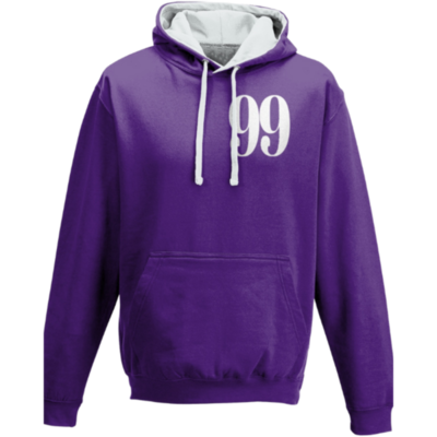Flair Two Tone Varsity Hoodie with White Large 99 - Purple-Grey - Mens