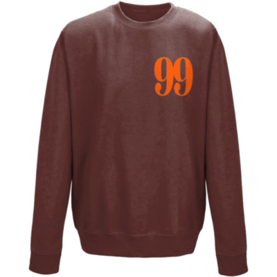 Flair Sweatshirt with Large Orange 99 - Chocolate - Mens