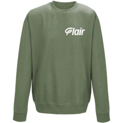 Flair Sweatshirt with White Flair Logo - Earthy Green - Mens
