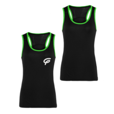 WOMENS TRIDRI PANELLED FITNESS VEST WITH WHITE F - BLACK-GREEN - Adult