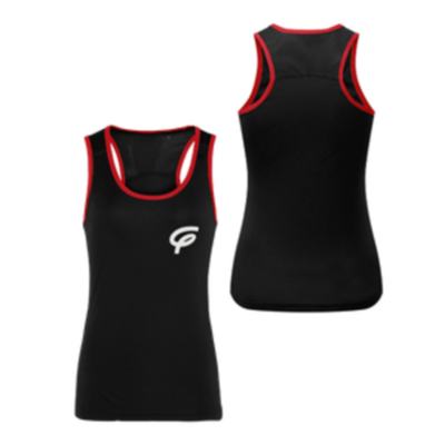 WOMENS TRIDRI PANELLED FITNESS VEST WITH WHITE F - BLACK-RED - Adult