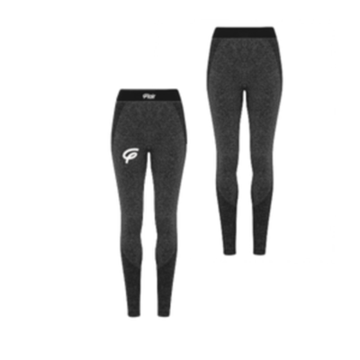 WOMENS TRIDRI SEAMLESS 3D FIT SPORTS LEGGINGS WITH WHITE FLAIR - BLACK