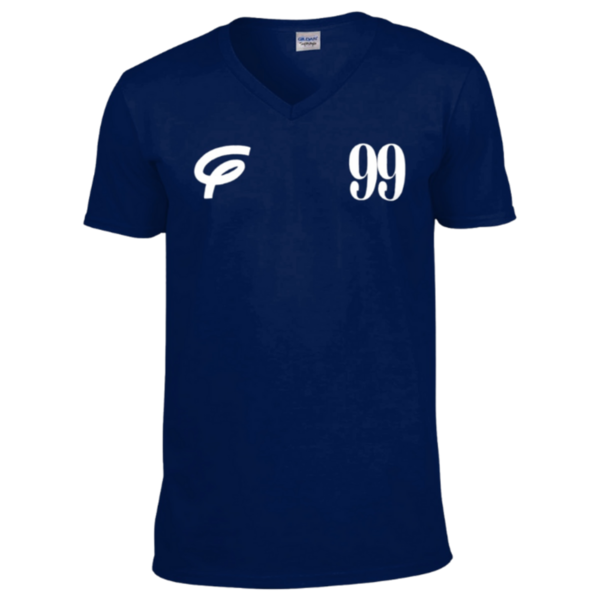 Flair Softstyle V Neck T-Shirt with White F and White 99 - Navy - Mens