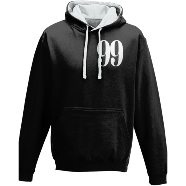 Flair Two Tone Varsity Hoodie with White Large 99 - Black-Heather - Mens