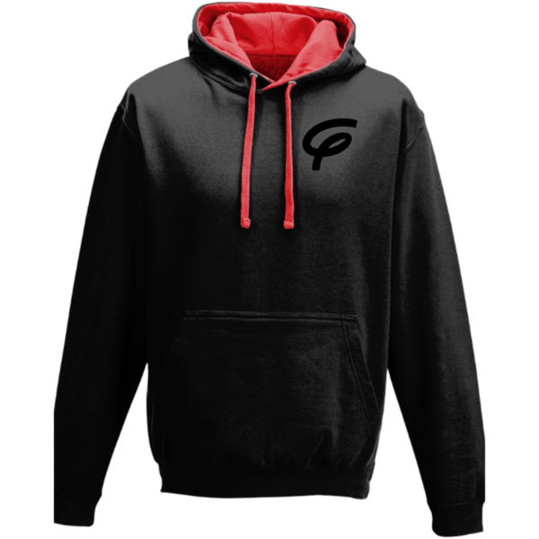 Flair Two Tone Varsity Hoodie with Black F - Black-Red - Mens