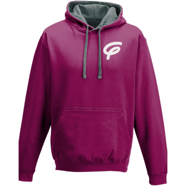 Flair Two Tone Varsity Hoodie with White F - Purple-Grey - Mens