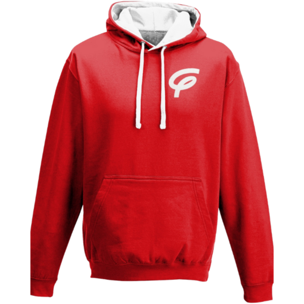 Flair Two Tone Varsity Hoodie with White F - Red-Wht - Mens
