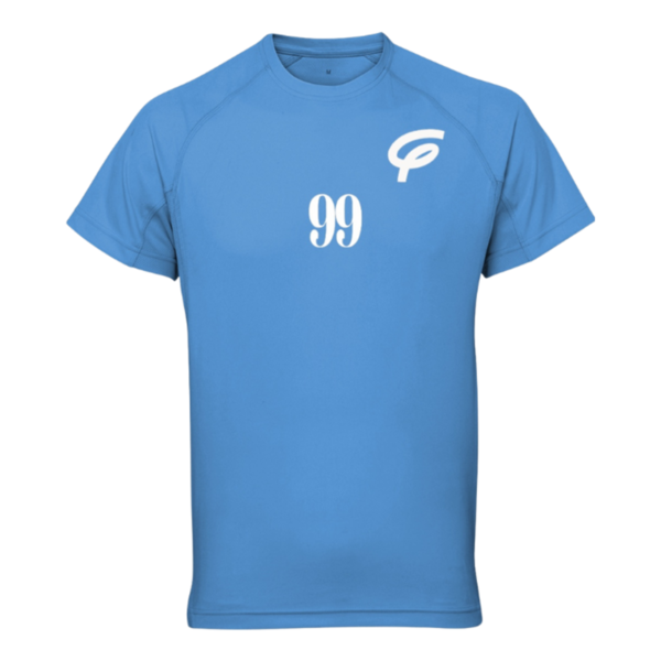 Flair TriDri Panelled Tech T-Shirt with White F and 99 - Sapphire - Mens