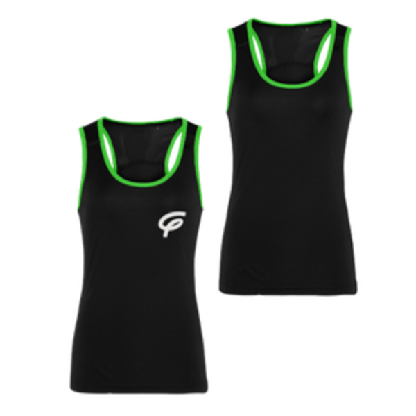 WOMENS TRIDRI PANELLED FITNESS VEST WITH WHITE F - BLACK-GREEN - Adult