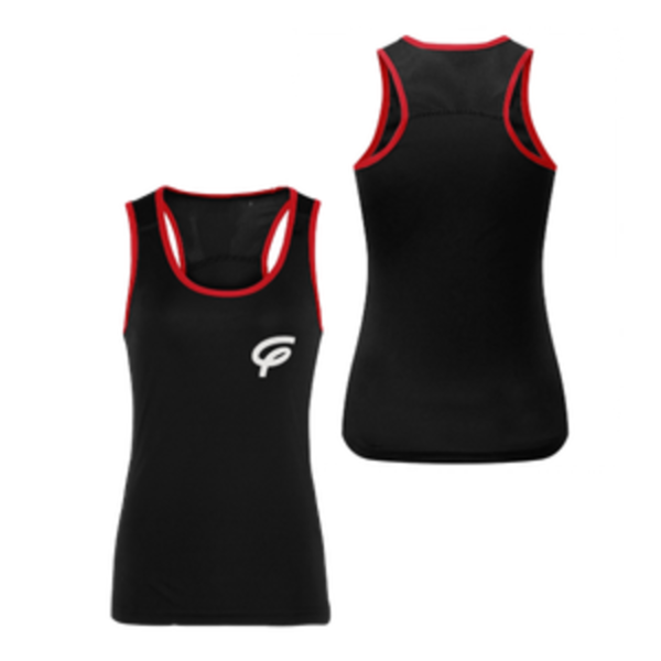 WOMENS TRIDRI PANELLED FITNESS VEST WITH WHITE F - BLACK-RED - Adult