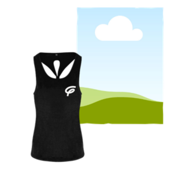 WOMENS TRIDRI YOGA KNOT VEST WITH WHITE F - BLACK - Adult