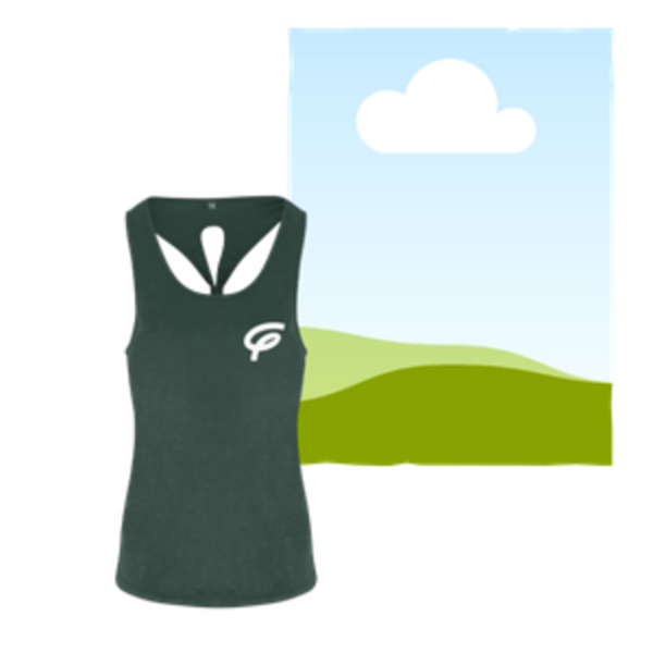 WOMENS TRIDRI YOGA KNOT VEST WITH WHITE F - FOREST GREEN - Adult