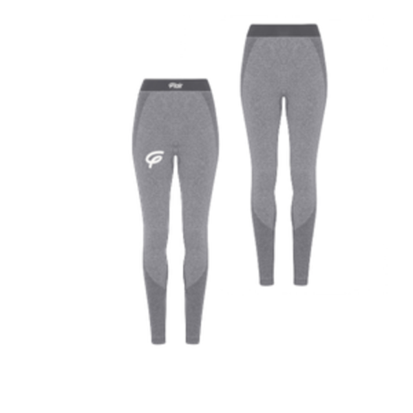 WOMENS TRIDRI SEAMLESS 3D FIT SPORTS LEGGINGS WITH WHITE FLAIR - GREY