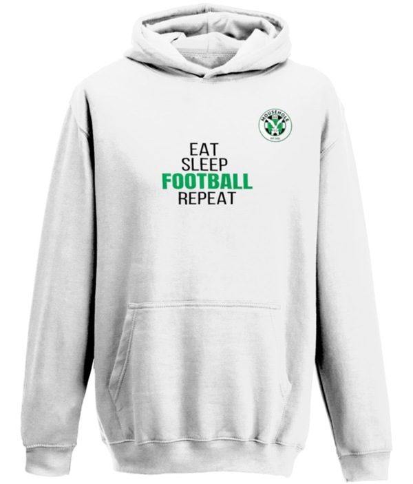 Junior Eat Sleep Football Hoodie - Arctic White
