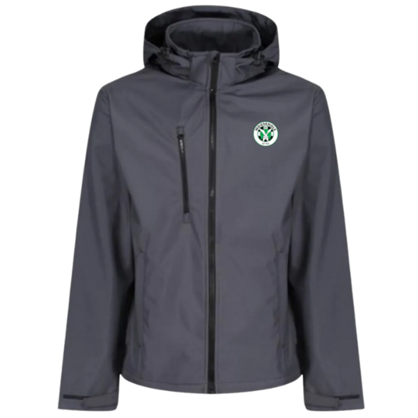 Mens 3 Layer Hooded Softshell Jacket - Grey/Black