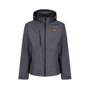 Mens 3 Layer Hooded Softshell Jacket - Grey/Black