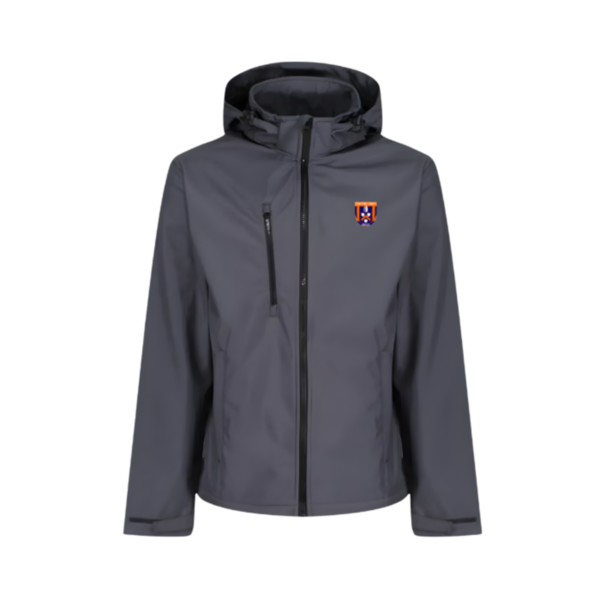 Mens 3 Layer Hooded Softshell Jacket - Grey/Black